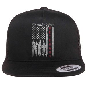 Veterans Day Thank You Veterans Proud Patriotic Usa Flag Flat Bill Trucker Hat