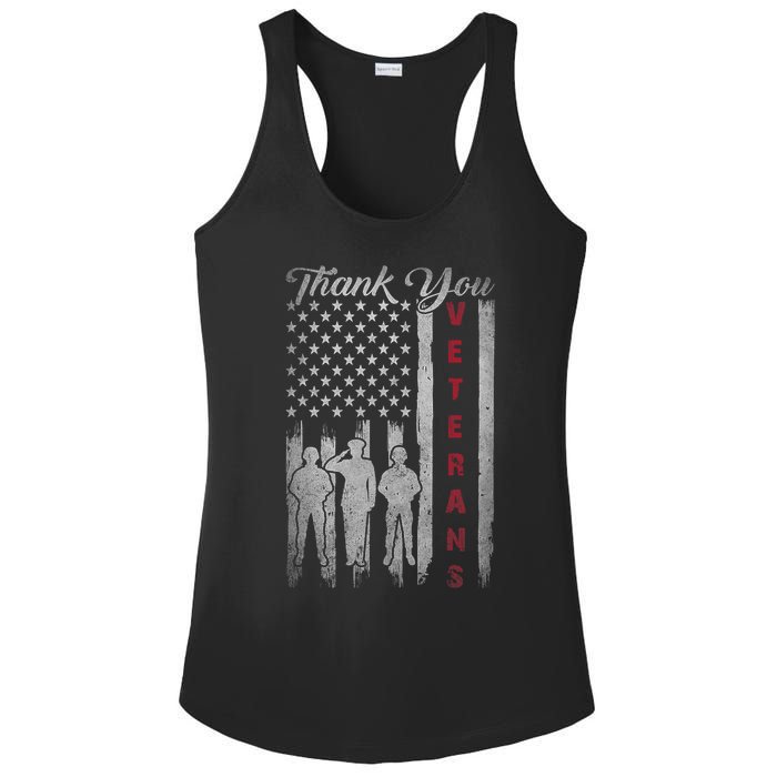 Veterans Day Thank You Veterans Proud Patriotic Usa Flag Ladies PosiCharge Competitor Racerback Tank