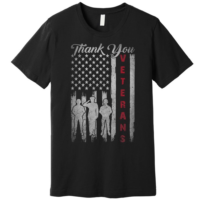 Veterans Day Thank You Veterans Proud Patriotic Usa Flag Premium T-Shirt