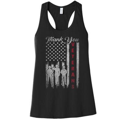 Veterans Day Thank You Veterans Proud Patriotic Usa Flag Women's Racerback Tank