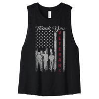 Veterans Day Thank You Veterans Proud Patriotic Usa Flag Women's Racerback Cropped Tank