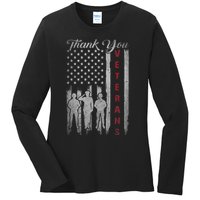 Veterans Day Thank You Veterans Proud Patriotic Usa Flag Ladies Long Sleeve Shirt