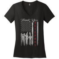 Veterans Day Thank You Veterans Proud Patriotic Usa Flag Women's V-Neck T-Shirt