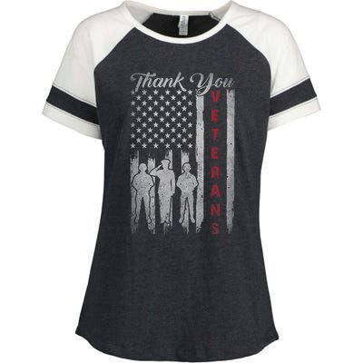 Veterans Day Thank You Veterans Proud Patriotic Usa Flag Enza Ladies Jersey Colorblock Tee