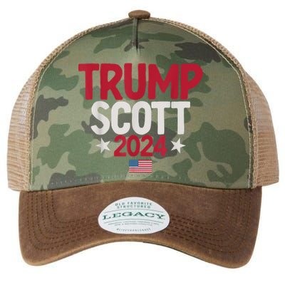 Vintage Distressed Trump Scott 2024 Legacy Tie Dye Trucker Hat