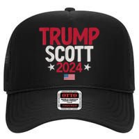 Vintage Distressed Trump Scott 2024 High Crown Mesh Back Trucker Hat