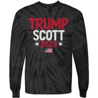 Vintage Distressed Trump Scott 2024 Tie-Dye Long Sleeve Shirt