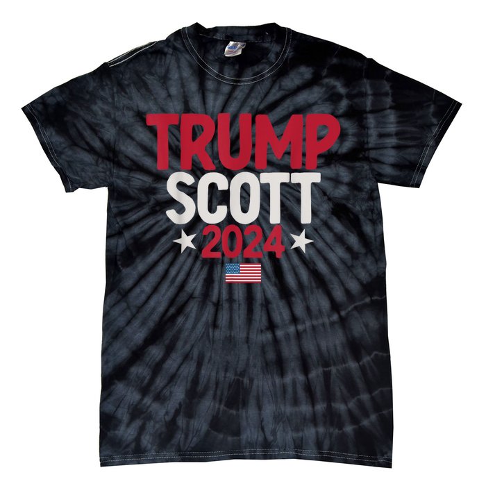 Vintage Distressed Trump Scott 2024 Tie-Dye T-Shirt