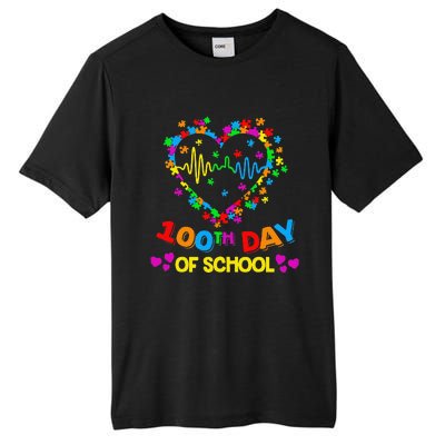 Valentines Day Teacher Autism Awareness 100 Days Heart Tall Fusion ChromaSoft Performance T-Shirt