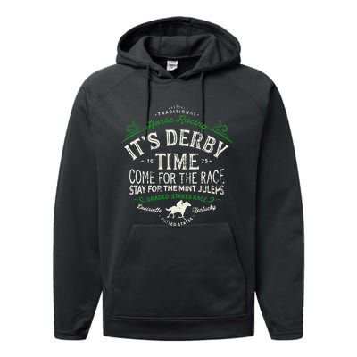 Vintage Derby Time Louisville Kentucky Horse Racing Performance Fleece Hoodie