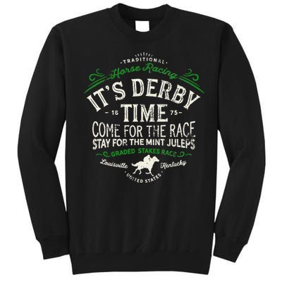 Vintage Derby Time Louisville Kentucky Horse Racing Tall Sweatshirt