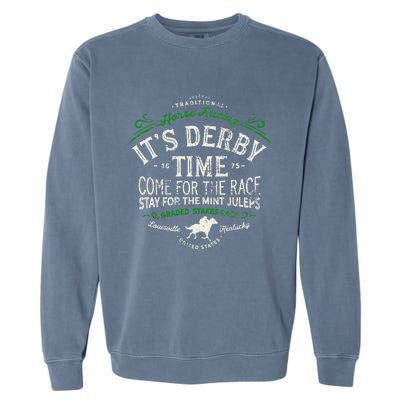 Vintage Derby Time Louisville Kentucky Horse Racing Garment-Dyed Sweatshirt