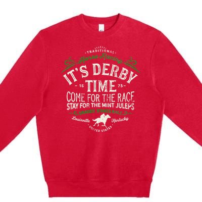 Vintage Derby Time Louisville Kentucky Horse Racing Premium Crewneck Sweatshirt