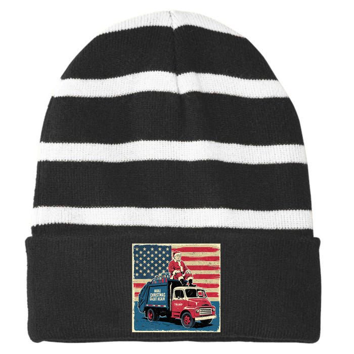 Vintage Donald Trump Xmas Truck Make Christmas Great Again Striped Beanie with Solid Band