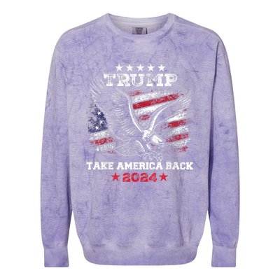 Vintage Donald Trump 2024 Take America Back American Eagle Colorblast Crewneck Sweatshirt