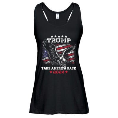 Vintage Donald Trump 2024 Take America Back American Eagle Ladies Essential Flowy Tank