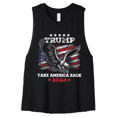 Vintage Donald Trump 2024 Take America Back American Eagle Women's Racerback Cropped Tank