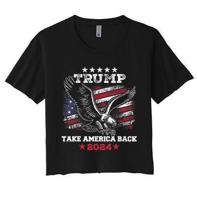 Vintage Donald Trump 2024 Take America Back American Eagle Women's Crop Top Tee