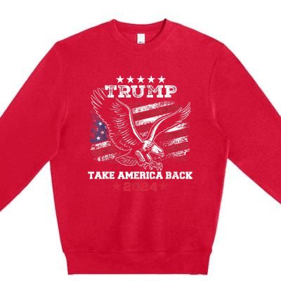 Vintage Donald Trump 2024 Take America Back American Eagle Premium Crewneck Sweatshirt