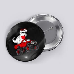 Valentines Day T Rex Riding Monster Truck Funny Button