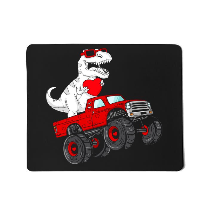 Valentines Day T Rex Riding Monster Truck Funny Mousepad