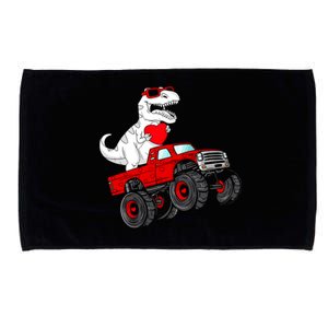 Valentines Day T Rex Riding Monster Truck Funny Microfiber Hand Towel