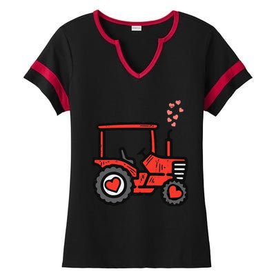 Valentines Day Tractor Truck Cute Farm Boy Toddlers Ladies Halftime Notch Neck Tee