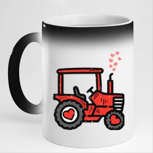 Valentines Day Tractor Truck Cute Farm Boy Toddlers 11oz Black Color Changing Mug