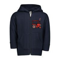 Valentines Day Tractor Truck Cute Farm Boy Toddlers Toddler Zip Fleece Hoodie