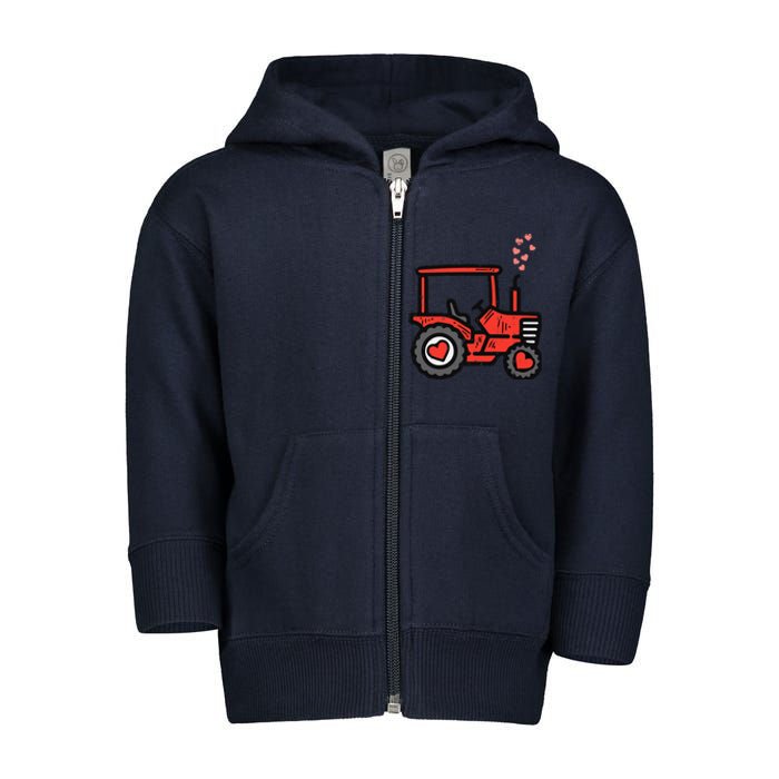 Valentines Day Tractor Truck Cute Farm Boy Toddlers Toddler Zip Fleece Hoodie