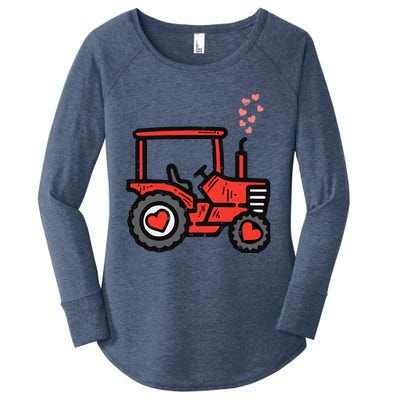 Valentines Day Tractor Truck Cute Farm Boy Toddlers Women's Perfect Tri Tunic Long Sleeve Shirt