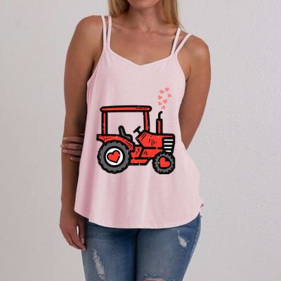 Valentines Day Tractor Truck Cute Farm Boy Toddlers Women's Strappy Tank