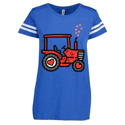 Valentines Day Tractor Truck Cute Farm Boy Toddlers Enza Ladies Jersey Football T-Shirt