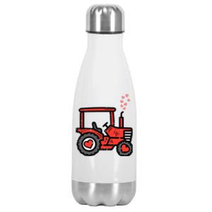 Valentines Day Tractor Truck Cute Farm Boy Toddlers Stainless Steel Insulated Water Bottle