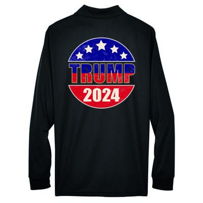 Vintage Donald Trump 2024 Front And Back Crest Performance Long Sleeve Polo