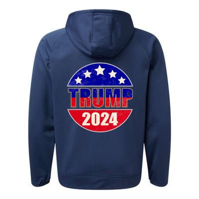 Vintage Donald Trump 2024 Front And Back Crest Performance Fleece Hoodie