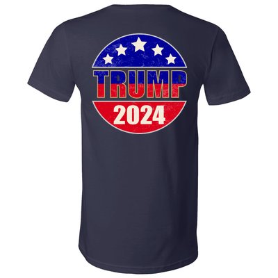 Vintage Donald Trump 2024 Front And Back Crest V-Neck T-Shirt