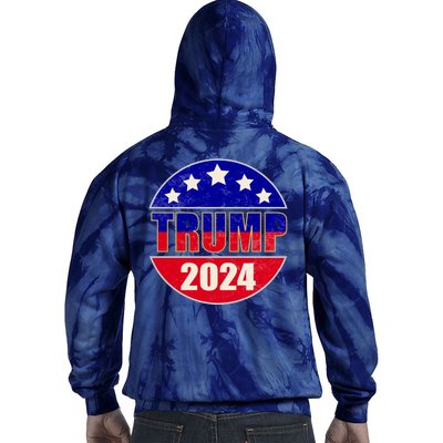 Vintage Donald Trump 2024 Front And Back Crest Tie Dye Hoodie