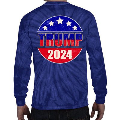 Vintage Donald Trump 2024 Front And Back Crest Tie-Dye Long Sleeve Shirt