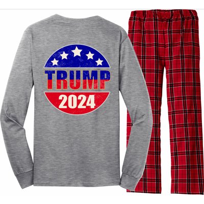 Vintage Donald Trump 2024 Front And Back Crest Long Sleeve Pajama Set