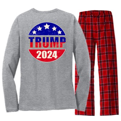 Vintage Donald Trump 2024 Front And Back Crest Women's Long Sleeve Flannel Pajama Set 