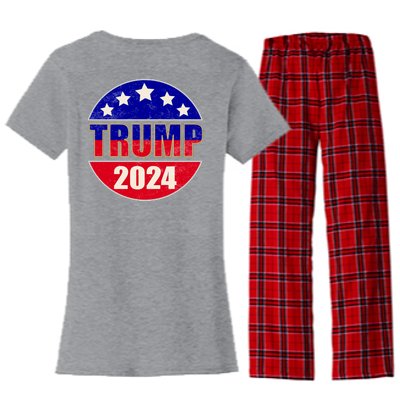 Vintage Donald Trump 2024 Front And Back Crest Women's Flannel Pajama Set