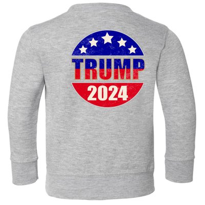 Vintage Donald Trump 2024 Front And Back Crest Toddler Sweatshirt