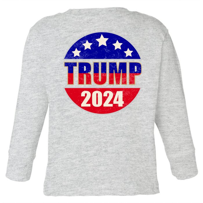 Vintage Donald Trump 2024 Front And Back Crest Toddler Long Sleeve Shirt