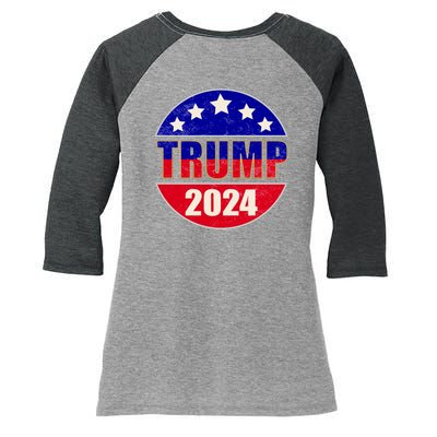 Vintage Donald Trump 2024 Front And Back Crest Women's Tri-Blend 3/4-Sleeve Raglan Shirt