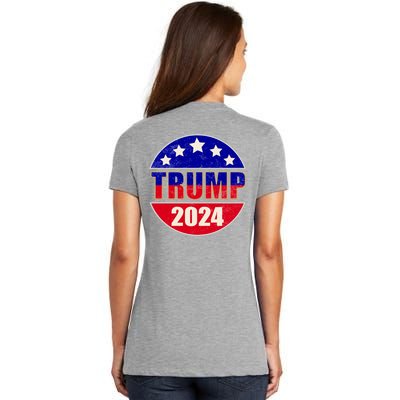 Vintage Donald Trump 2024 Front And Back Crest Women's V-Neck T-Shirt