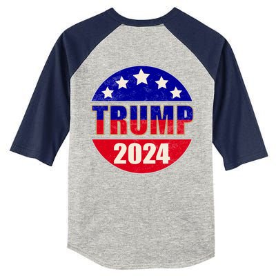 Vintage Donald Trump 2024 Front And Back Crest Kids Colorblock Raglan Jersey