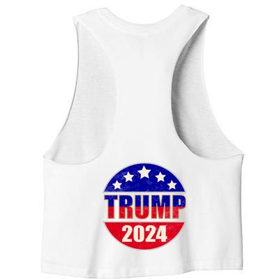 Vintage Donald Trump 2024 Front And Back Crest Women's Racerback Cropped Tank