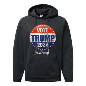 Vote Donald Trump For President 2024 America Back Performance Fleece Hoodie