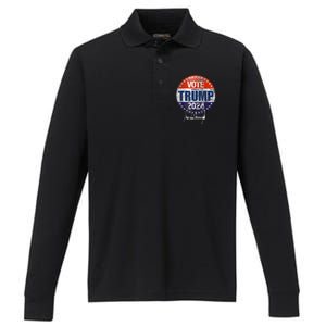 Vote Donald Trump For President 2024 America Back Performance Long Sleeve Polo